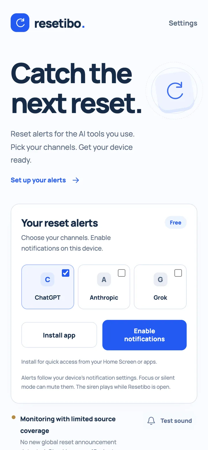 Resetibo on mobile: AI reset alerts and device notification setup